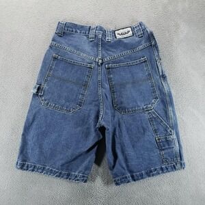 VTG Kikwear Shorts Mens 32 Blue Denim Cargo‎ Carpenter Baggy Y2K Rave Skate